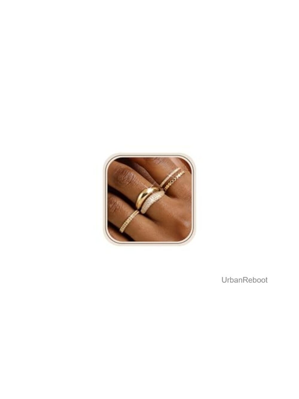 14K Gold Plated Stackable Chunky Rings Set Size 6-10